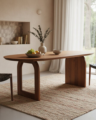 Raw Materials Amsterdam Bullnose Eettafel | Bruin | Mix | H76 x B180 x D90 cm