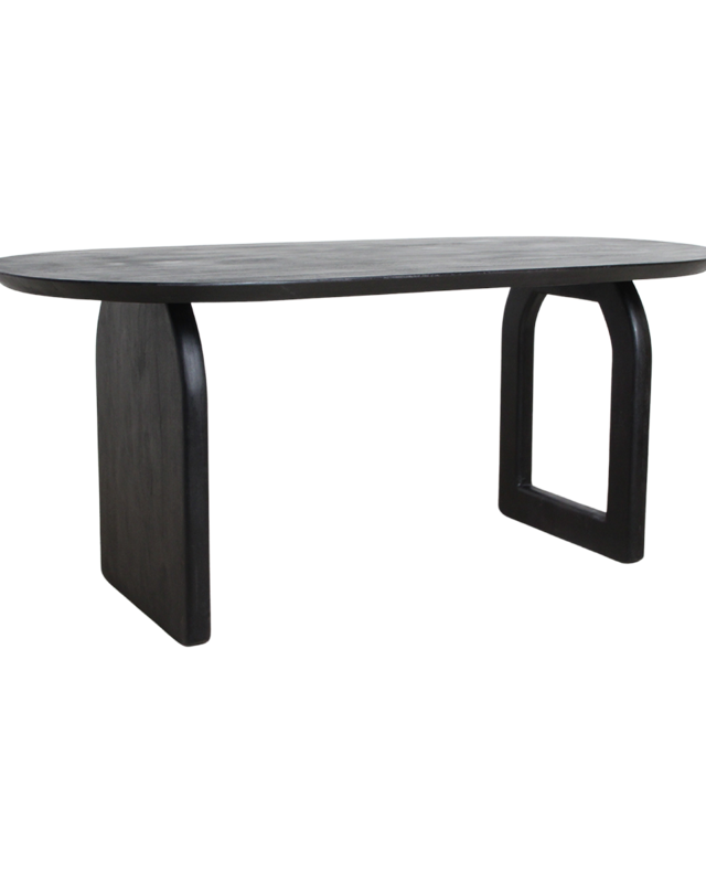 Raw Materials Amsterdam Bullnose Eettafel | Zwart | Mix | H76 x B180 x D90 cm