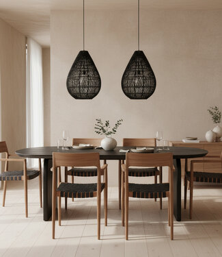 Raw Materials Amsterdam Drop Hanglamp | Zwart | Rotan | H65 x D45 cm