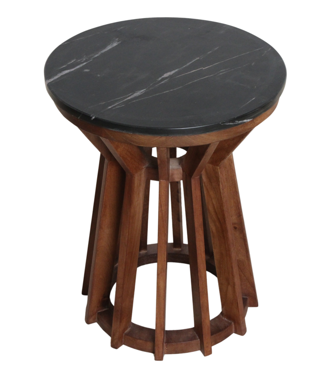 Raw Materials Amsterdam Bijzettafel | Sabah | Marmeren | Zwart | H50 x D40 cm