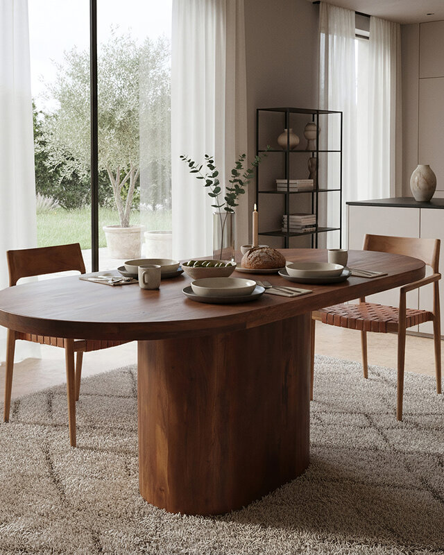 Raw Materials Amsterdam Bullnose Oblong Eettafel | Mangohout | H76 x B200 x D110 cm