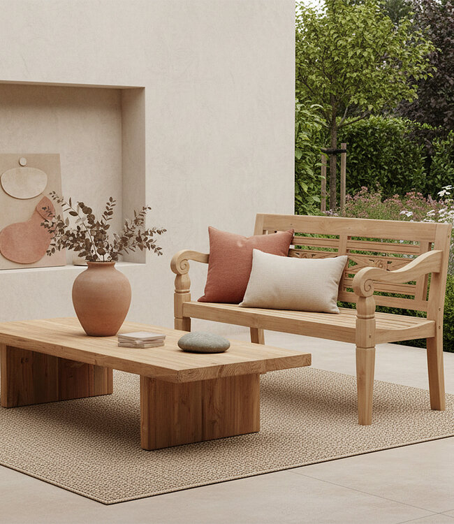 Raw Materials Amsterdam Boho Tuinbank | Teakhout | H90 x B120 x D65 cm