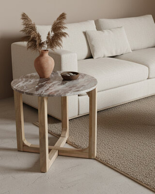 Raw Materials Amsterdam Bijzettafel | Marmer | Fancy Bruin | H50 x D50 cm