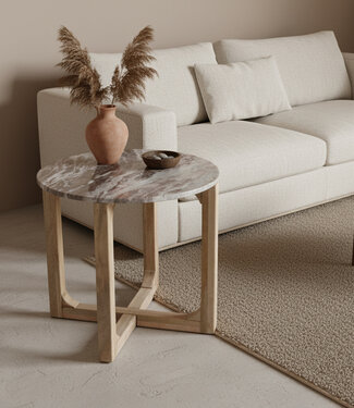 Raw Materials Amsterdam Bijzettafel | Marmer | Fancy Bruin | H50 x D50 cm