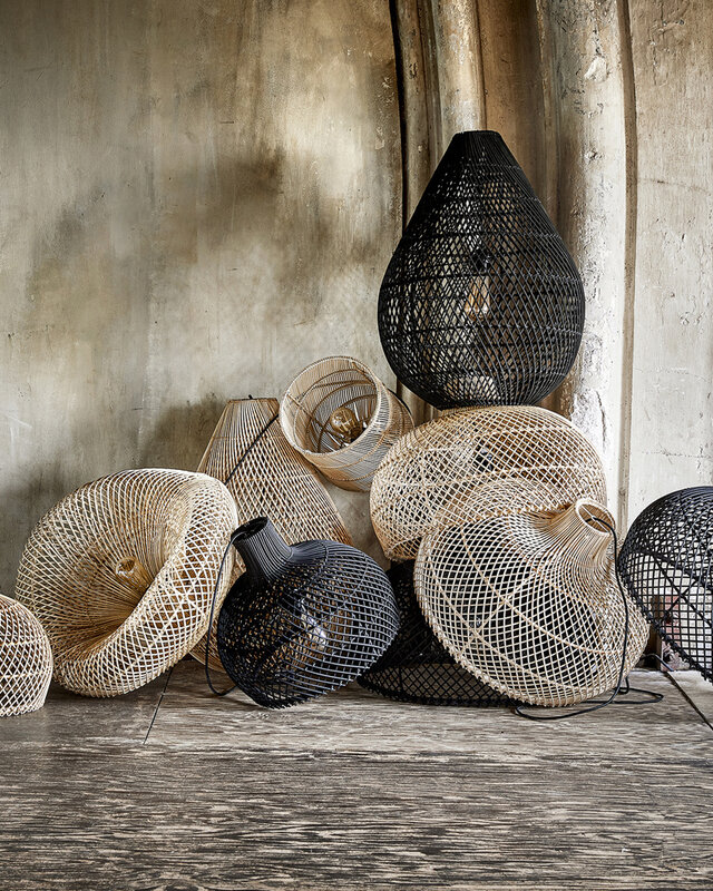 Raw Materials Amsterdam Drop Hanglamp | Zwart | Rotan | H65 x D45 cm