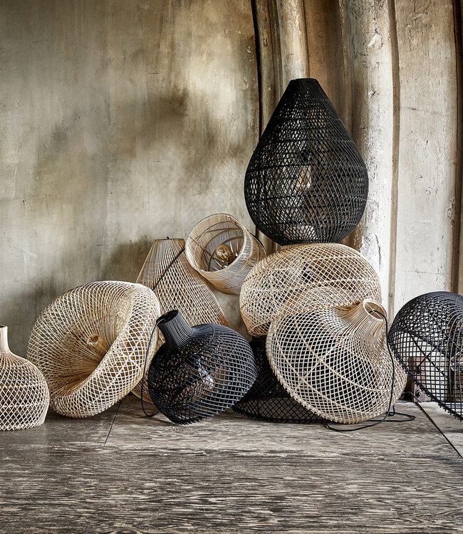 Raw Materials Amsterdam Drop Hanglamp | Zwart | Rotan | H65 x D45 cm