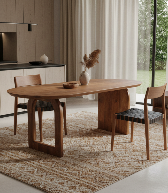 Raw Materials Amsterdam Bullnose Eettafel | Bruin | Mix | H76 x B180 x D90 cm