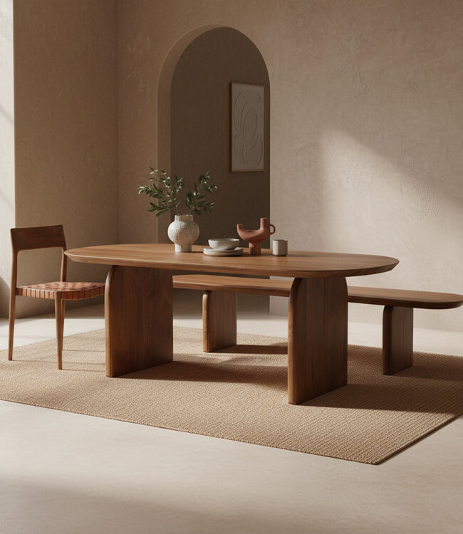 Raw Materials Amsterdam Bullnose Eettafel | Bruin | Gesloten | H76 x B240 x D90 cm