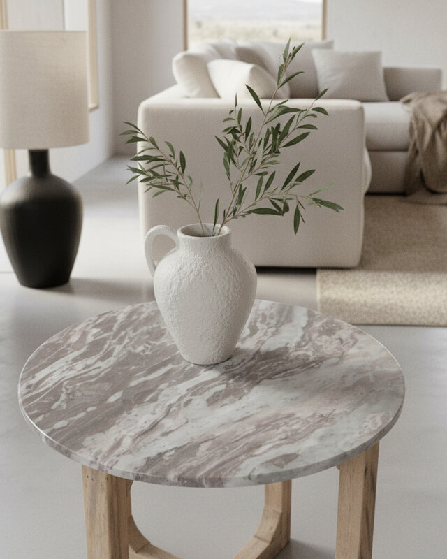 Raw Materials Amsterdam Bijzettafel | Marmer | Fancy Bruin | H50 x D50 cm