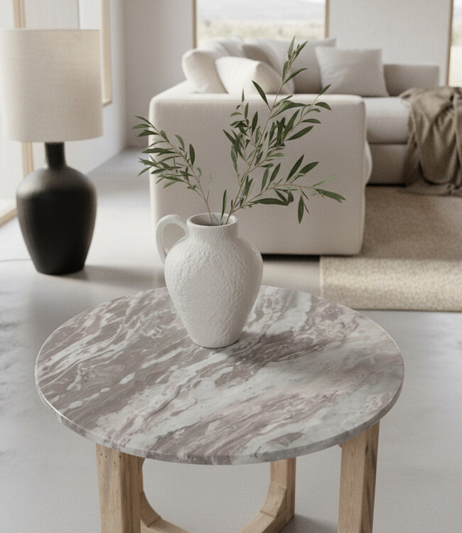 Raw Materials Amsterdam Bijzettafel | Marmer | Fancy Bruin | H50 x D50 cm