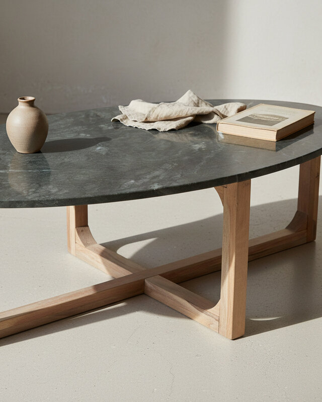 Raw Materials Amsterdam Marmeren Salontafel | Groen | H38 x B120 x D60 cm