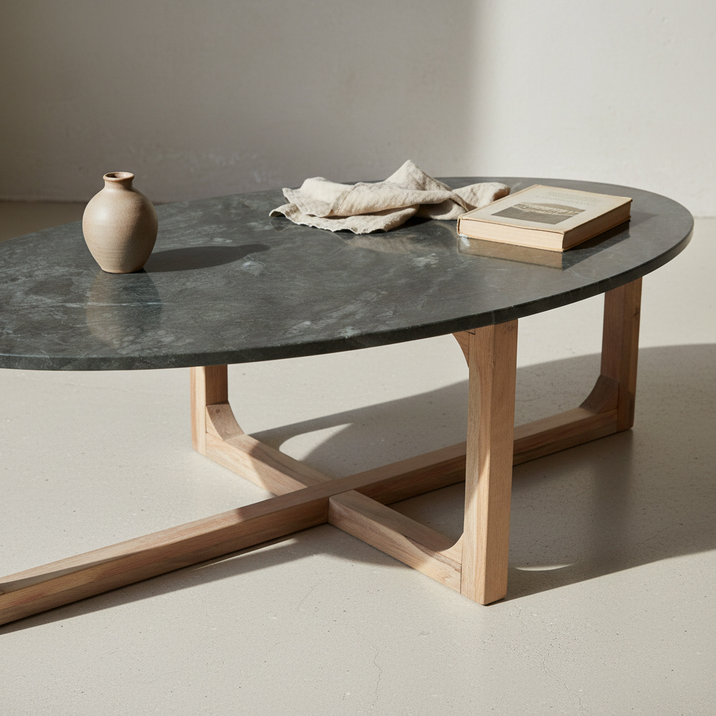 Raw Materials Amsterdam Marmeren Salontafel | Groen | H38 x B120 x D60 cm