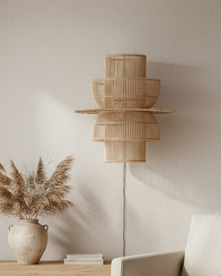 Raw Materials Amsterdam Saturn Wandlamp | Rotan | H55 x B52 x D33 cm