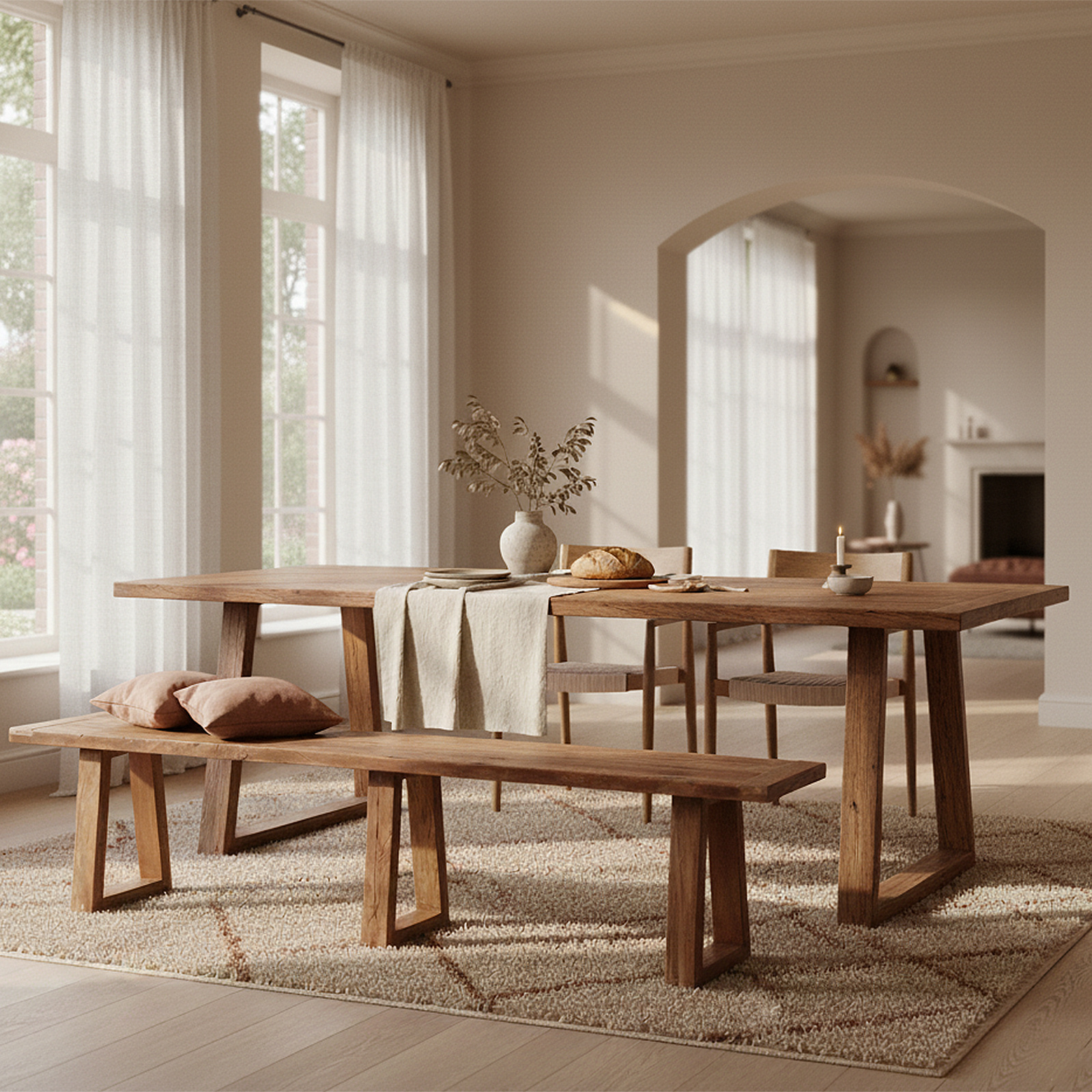 Raw Materials Amsterdam Farmwood Eetkamerbank | Bruin | H45 x B220 x D30 cm