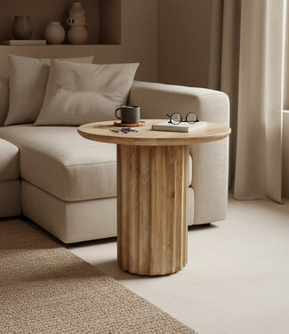 Raw Materials Amsterdam Bullnose Bijzettafel | Naturel | H48 x D50 cm