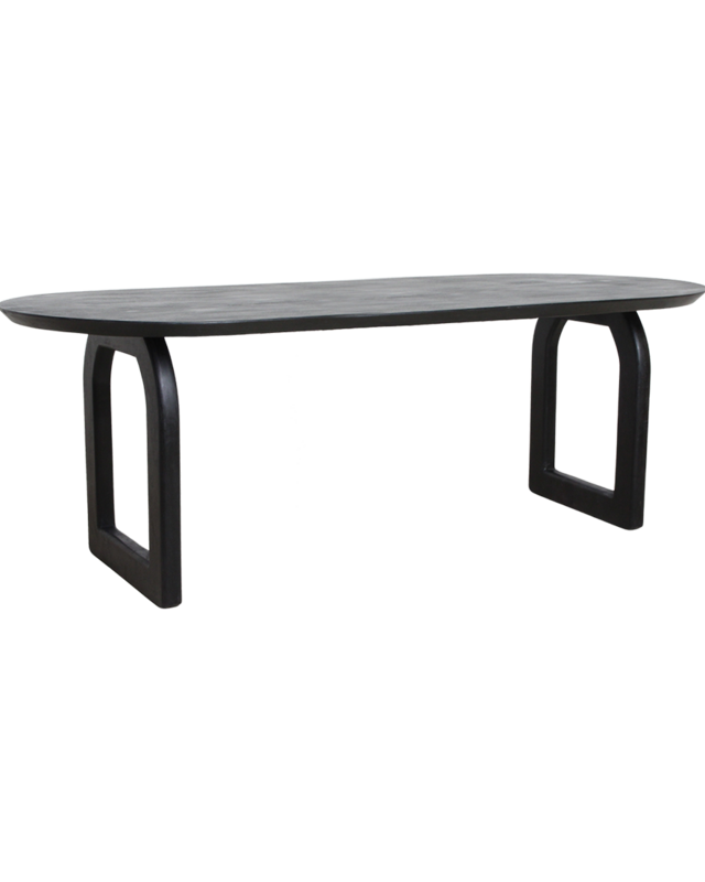 Raw Materials Amsterdam Bullnose Eettafel | Zwart | Open | H76 x B200 x D90 cm