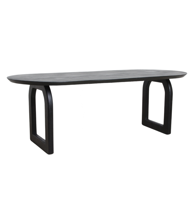 Raw Materials Amsterdam Bullnose Eettafel | Zwart | Open | H76 x B200 x D90 cm