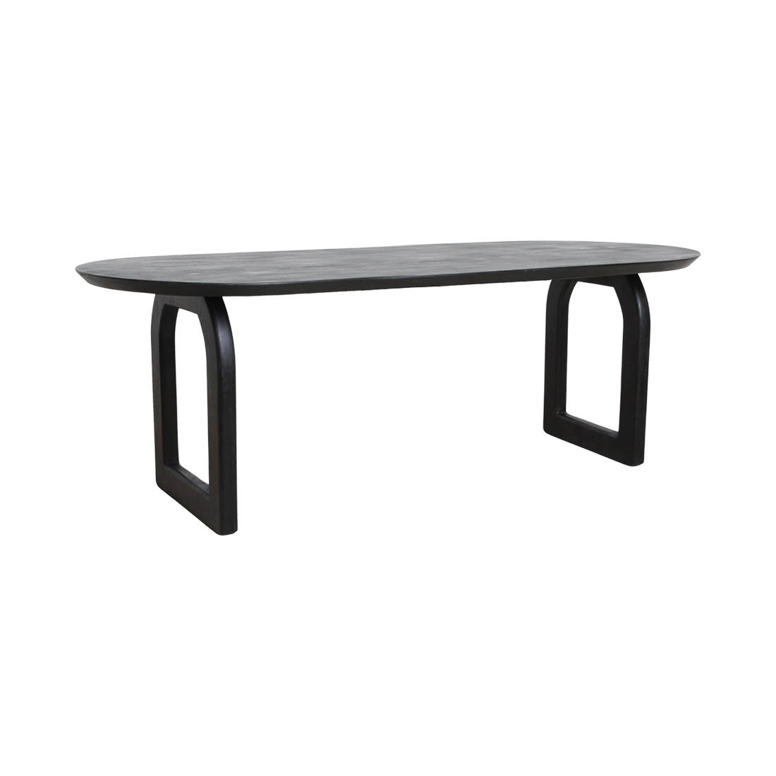 Raw Materials Amsterdam Bullnose Eettafel | Zwart | Open | H76 x B200 x D90 cm