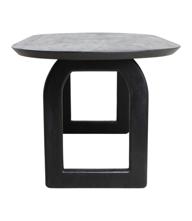 Raw Materials Amsterdam Bullnose Eettafel | Zwart | Open | H76 x B200 x D90 cm