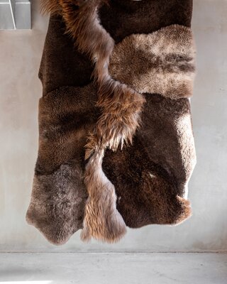 Van Buren Vachtenspecialist Melange Schapenvacht Karpet Bruin - 180x120cm