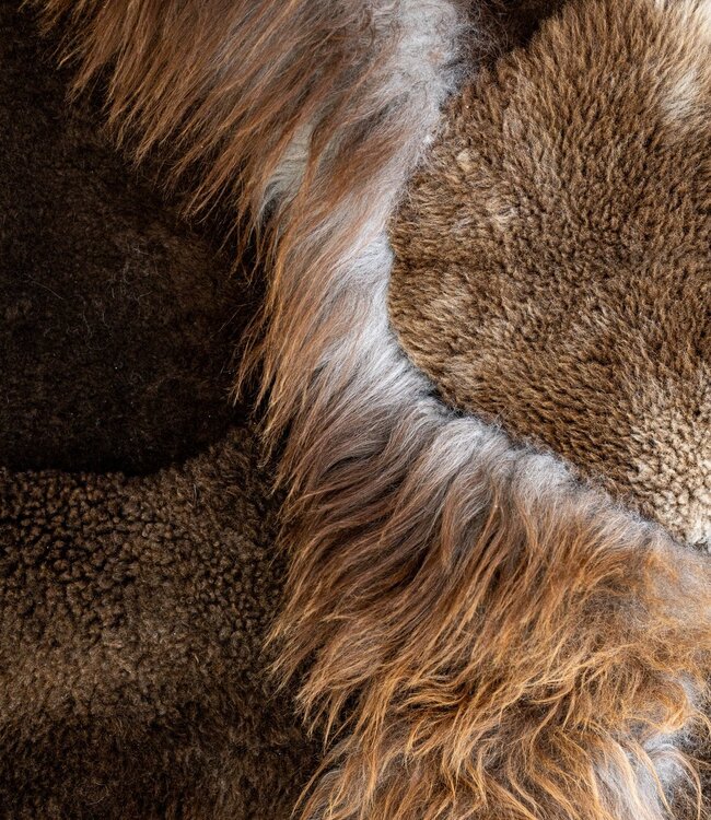 Van Buren Vachtenspecialist Melange Schapenvacht Karpet Bruin - 180x120cm