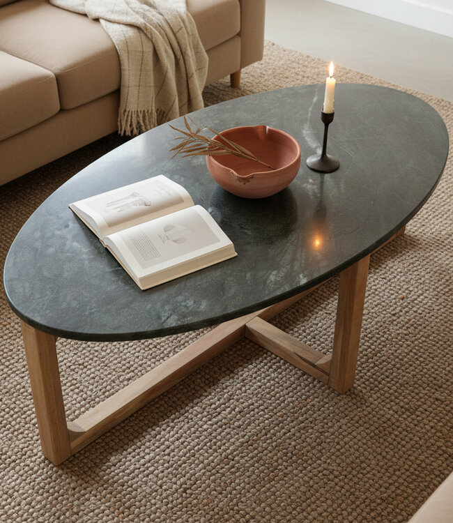 Raw Materials Amsterdam Marmeren Salontafel | Groen | H38 x B120 x D60 cm