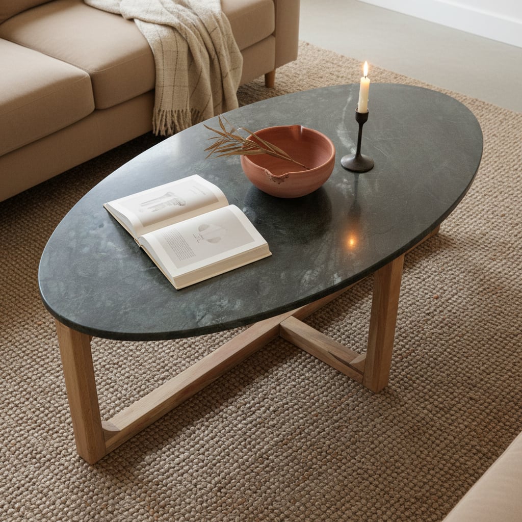 Raw Materials Amsterdam Marmeren Salontafel | Groen | H38 x B120 x D60 cm