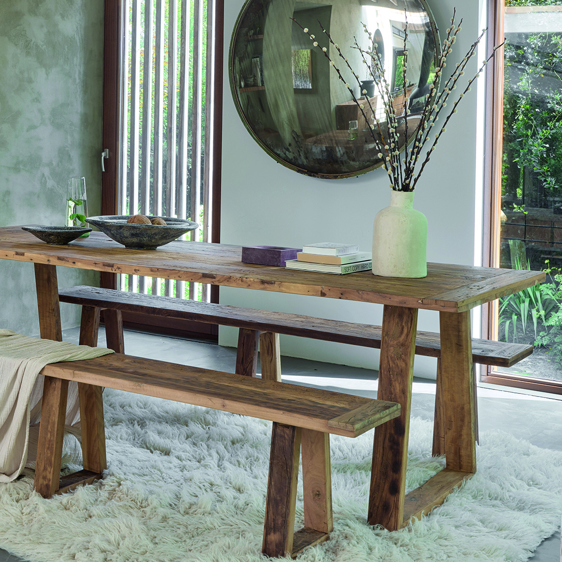 Raw Materials Amsterdam Farmwood Eetkamerbank | Bruin | H45 x B180 x D30 cm