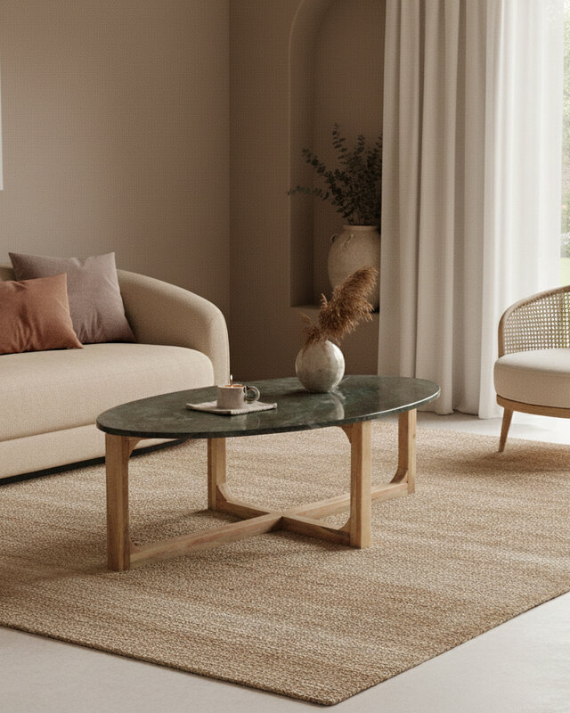 Raw Materials Amsterdam Marmeren Salontafel | Groen | H38 x B120 x D60 cm