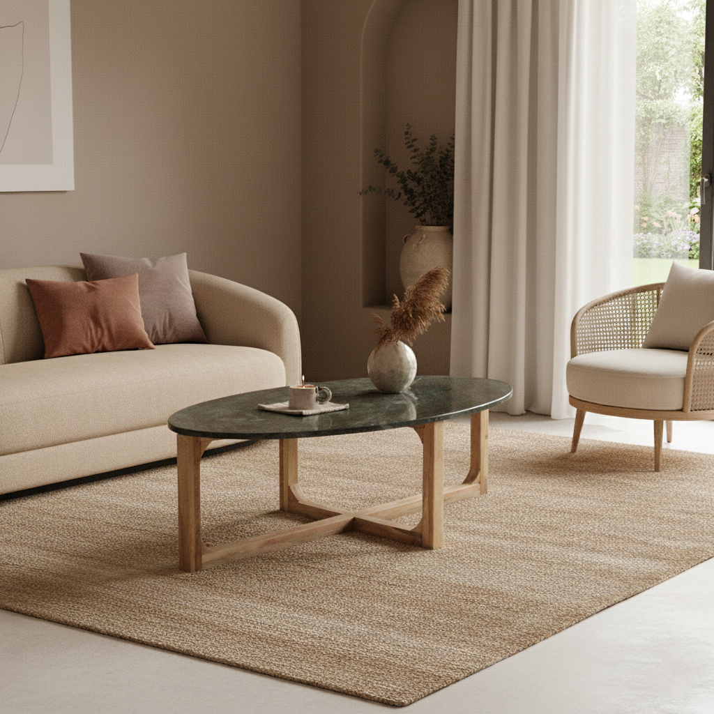 Raw Materials Amsterdam Marmeren Salontafel | Groen | H38 x B120 x D60 cm