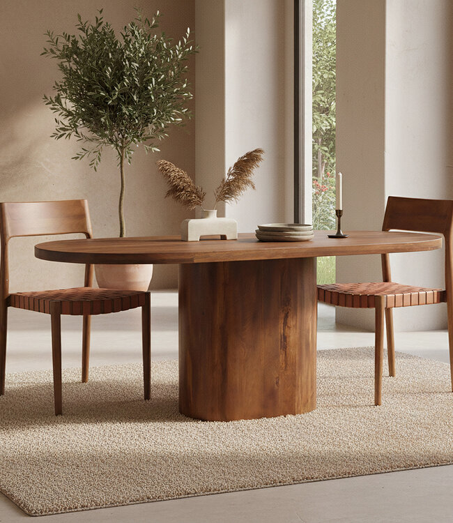 Raw Materials Amsterdam Bullnose Oblong Eettafel | Mangohout | H76 x B180 x D110 cm