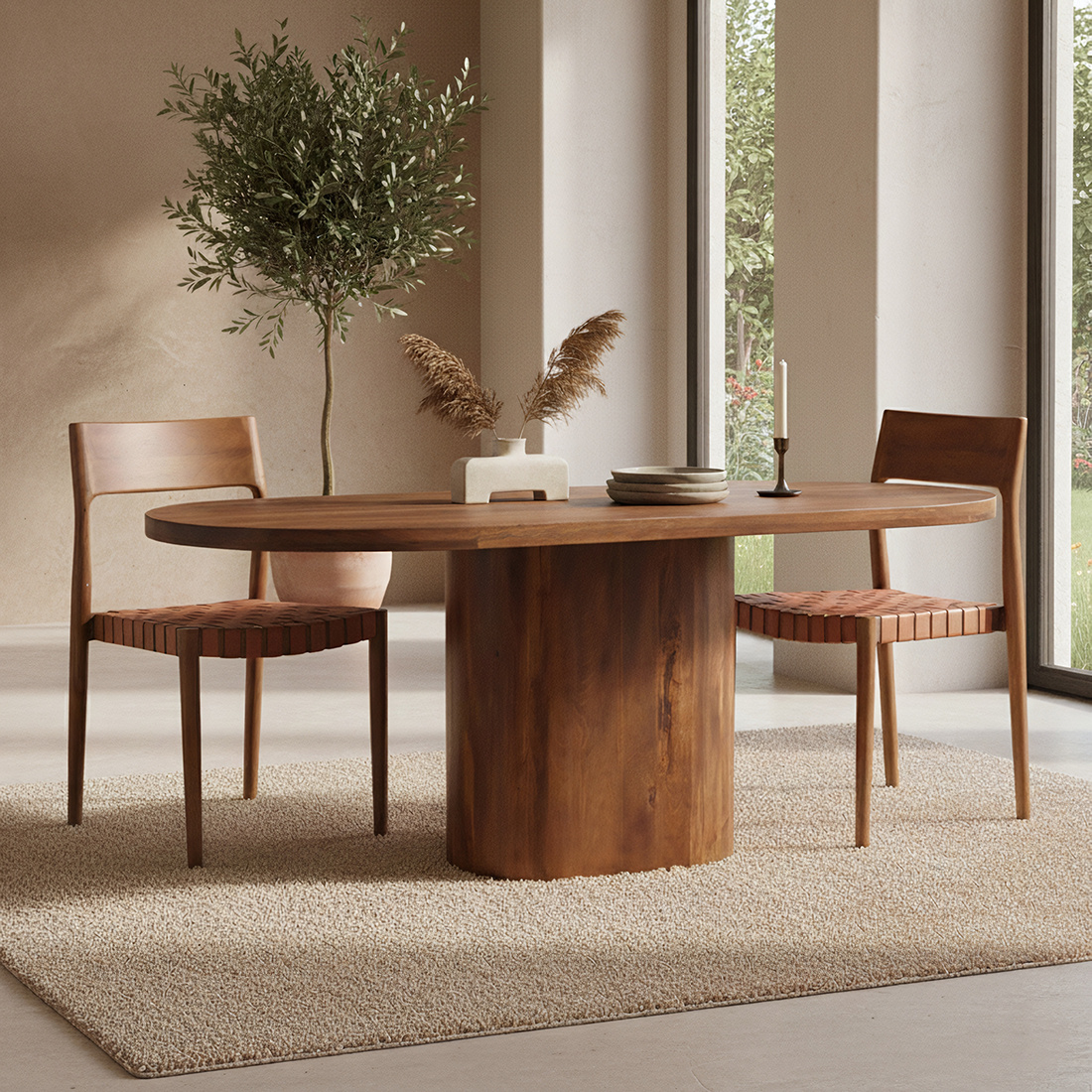 Raw Materials Amsterdam Bullnose Oblong Eettafel | Mangohout | H76 x B180 x D110 cm