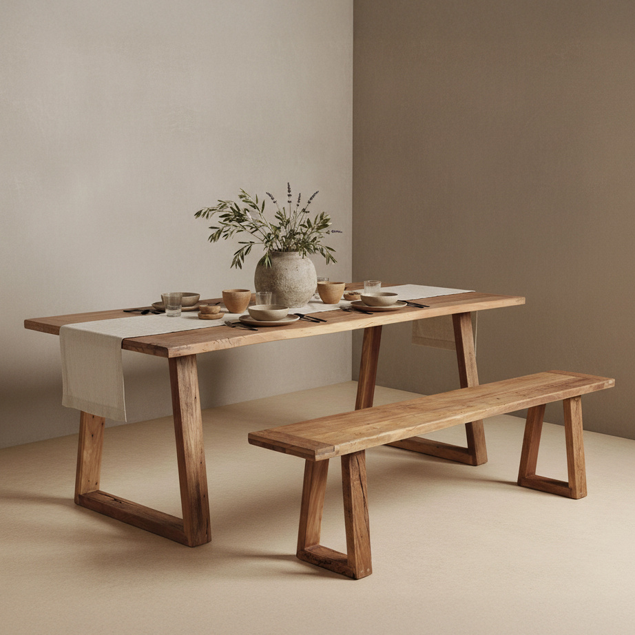 Raw Materials Amsterdam Farmwood Eetkamerbank | Bruin | H45 x B180 x D30 cm