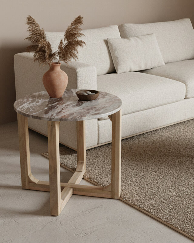 Raw Materials Amsterdam Bijzettafel | Marmer | Fancy Bruin | H50 x D50 cm