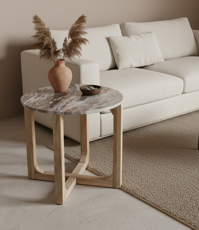Raw Materials Amsterdam Bijzettafel | Marmer | Fancy Bruin | H50 x D50 cm