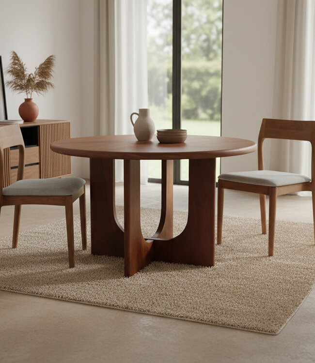 Raw Materials Amsterdam Bullnose Eettafel | Rond | Mangohout | H76 x D120 cm