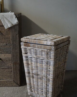 Rene Houtman Wasmand Rotan/Riet | Grijs | H66 x B40 x D40 cm