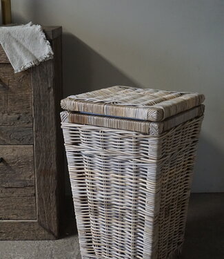 Rene Houtman Wasmand Rotan/Riet | Grijs | H66 x B40 x D40 cm