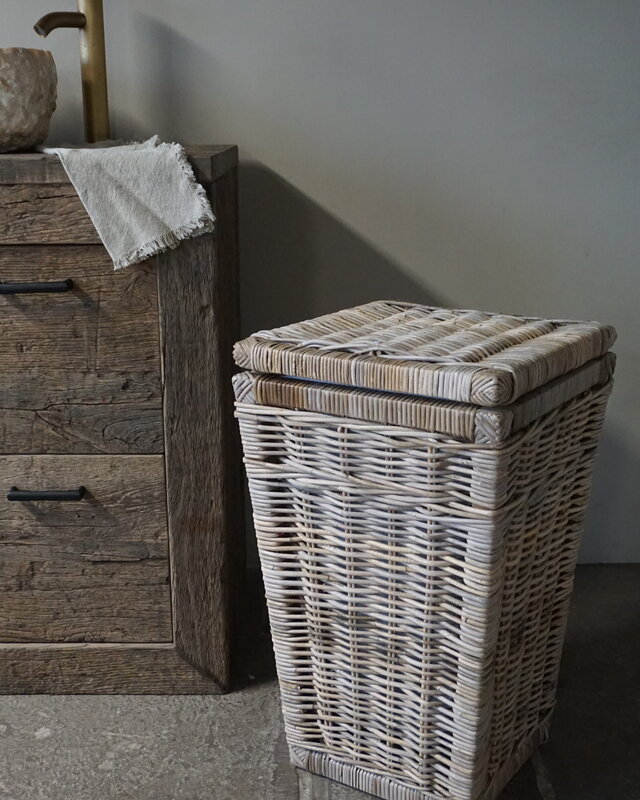 Rene Houtman Wasmand Rotan/Riet | Grijs | H66 x B40 x D40 cm