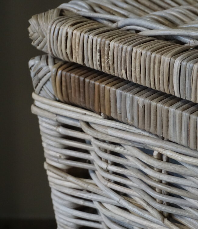 Rene Houtman Wasmand Rotan/Riet | Grijs | H66 x B40 x D40 cm