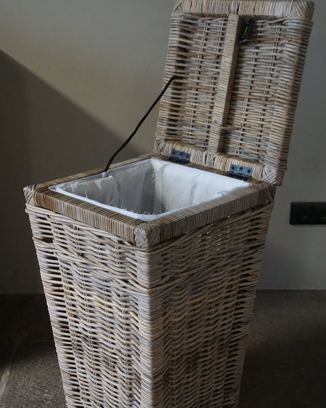 Rene Houtman Wasmand Rotan/Riet | Grijs | H66 x B40 x D40 cm