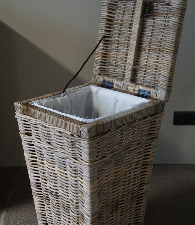 Rene Houtman Wasmand Rotan/Riet | Grijs | H66 x B40 x D40 cm