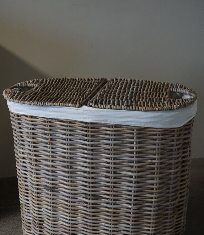 Rene Houtman Wasmand Rotan/Riet | Ovaal | H67 x B64 x D36 cm