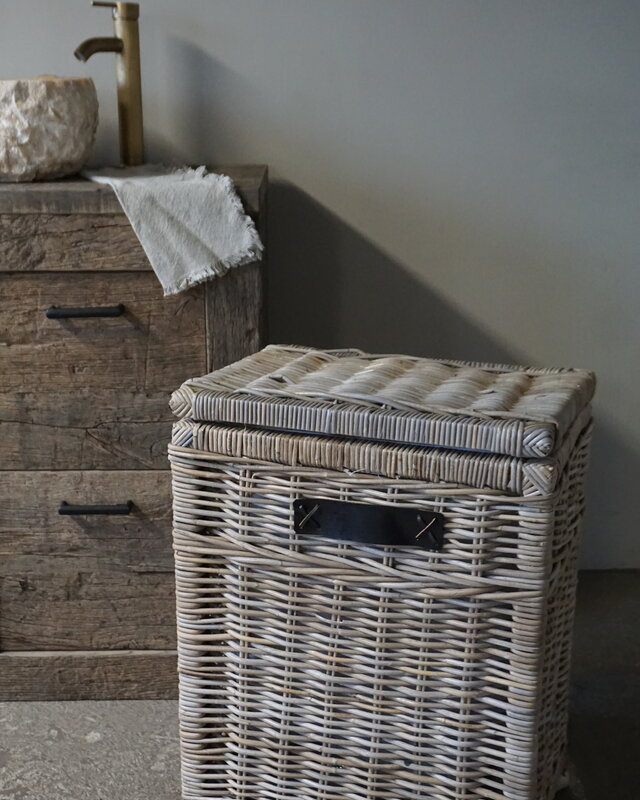 Rene Houtman Wasmand Rotan/Riet | Rechthoekig | Grijs | H68 x B50 x D34 cm
