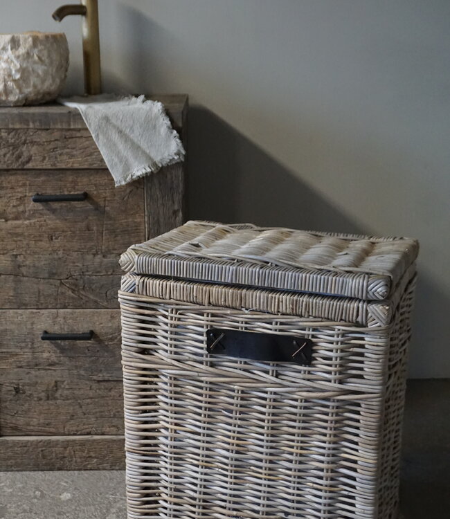 Rene Houtman Wasmand Rotan/Riet | Rechthoekig | Grijs | H68 x B50 x D34 cm