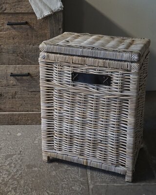 Rene Houtman Wasmand Rotan/Riet | Rechthoekig | Grijs | H68 x B50 x D34 cm