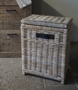 Rene Houtman Wasmand Rotan/Riet | Rechthoekig | Grijs | H68 x B50 x D34 cm