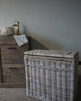 Rene Houtman Wasmand Rotan/Riet | Dubbel | Grijs | H68 x B68 x D33 cm