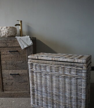 Rene Houtman Wasmand Rotan/Riet | Dubbel | Grijs | H68 x B68 x D33 cm