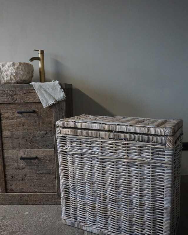 Rene Houtman Wasmand Rotan/Riet | Dubbel | Grijs | H68 x B68 x D33 cm